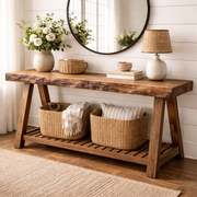 Rustora Live Edge Solid Wood Entryway Table For Living Room