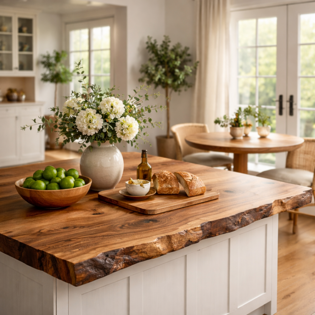Slabara Live Edge Solid Wood Kitchen Countertop For Dining Room