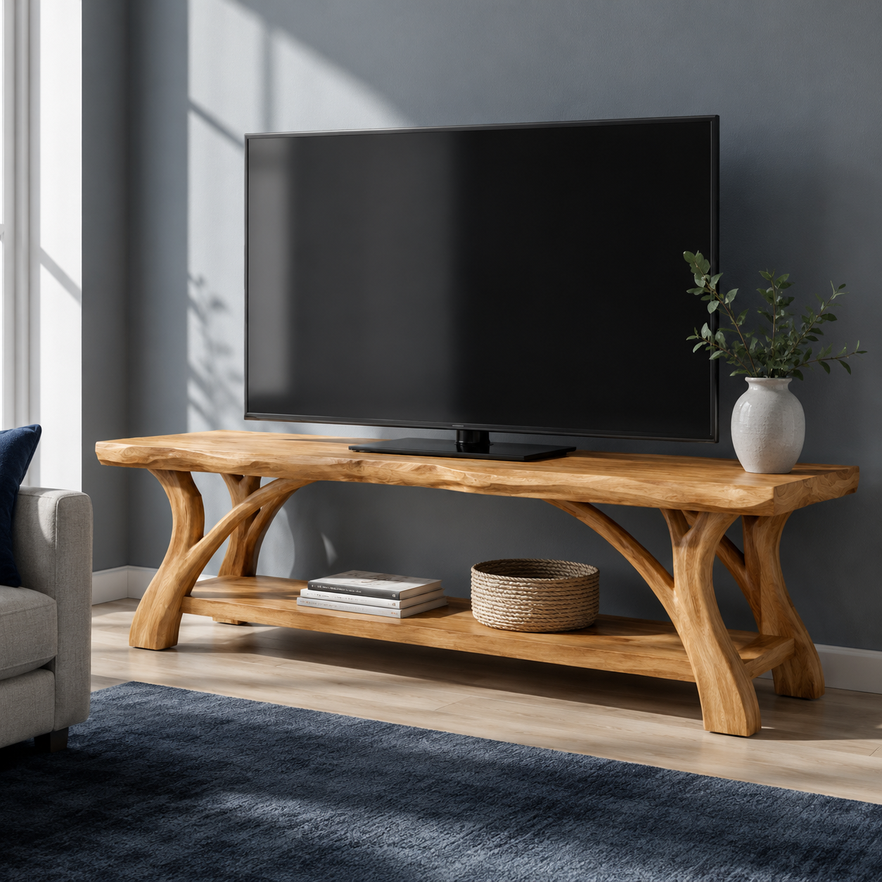 Edgevale Live Edge Solid Wood TV Stand For Living Room