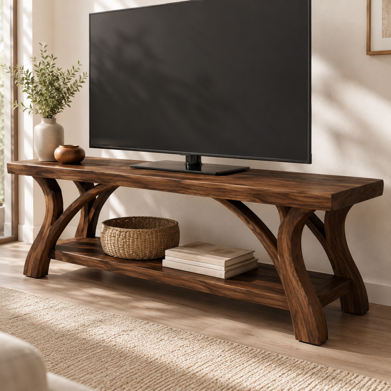 Edgevale Live Edge Solid Wood TV Stand For Living Room