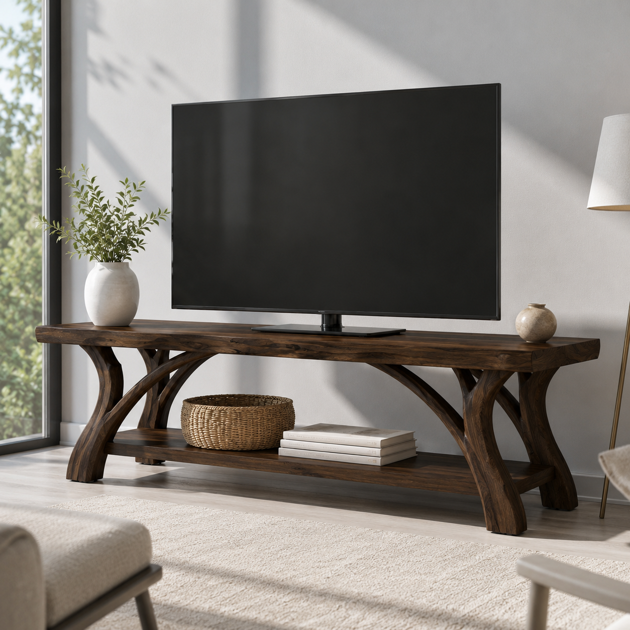 Edgevale Live Edge Solid Wood TV Stand For Living Room