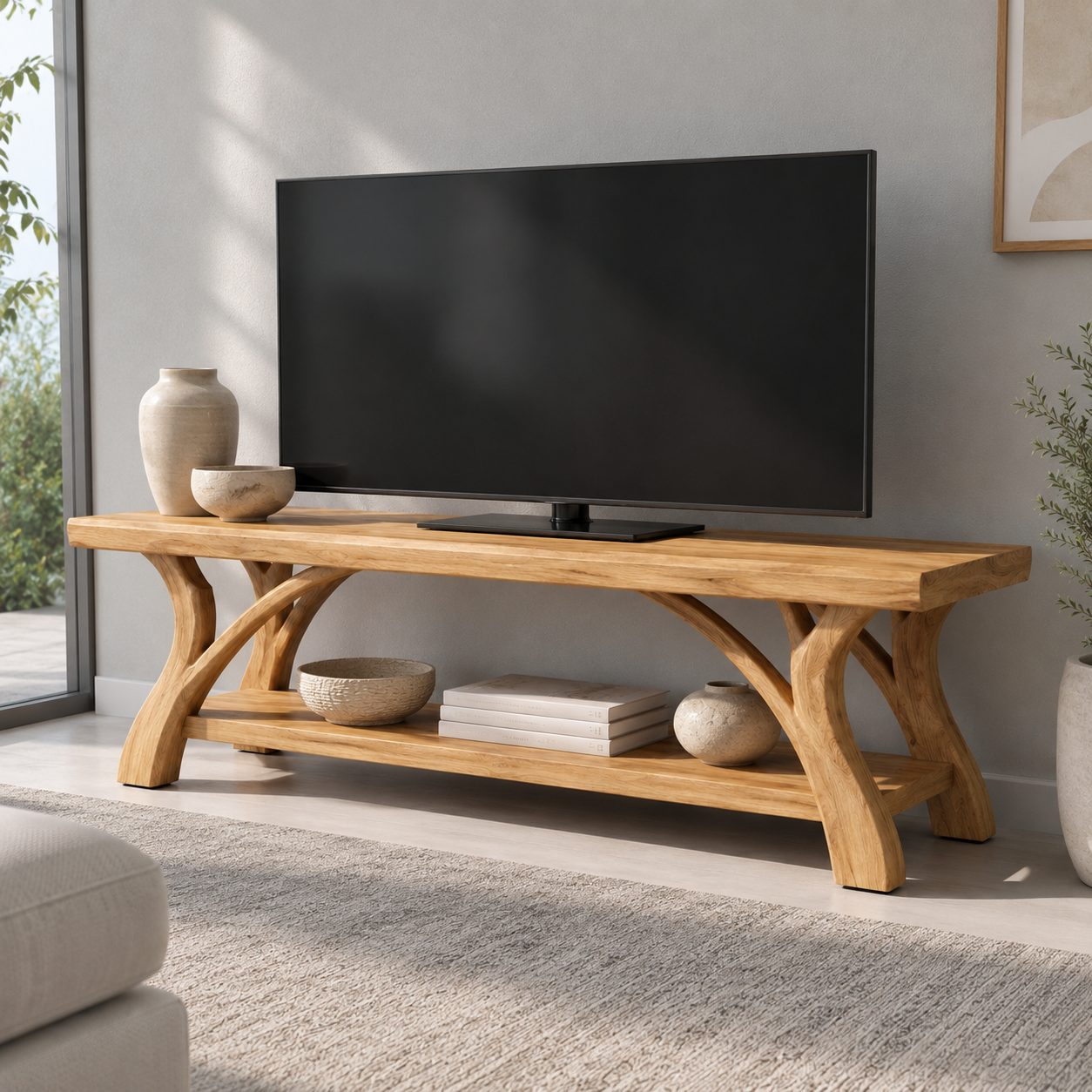 Edgevale Live Edge Solid Wood TV Stand For Living Room