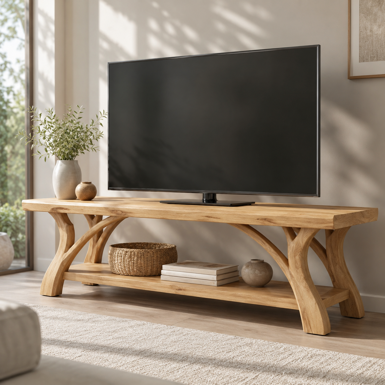 Edgevale Live Edge Solid Wood TV Stand For Living Room