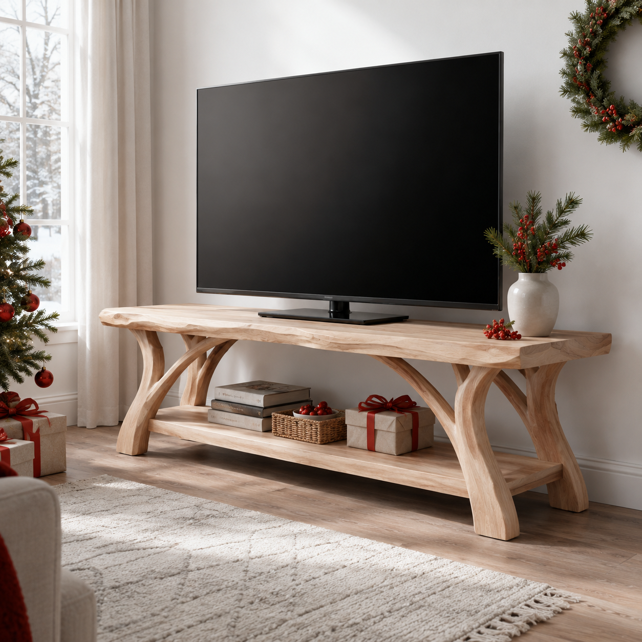 Edgevale Live Edge Solid Wood TV Stand For Living Room