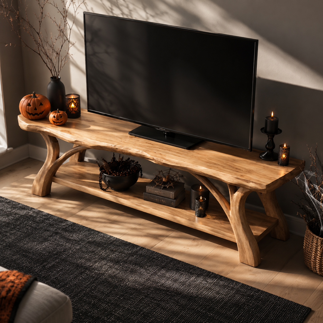 Edgevale Live Edge Solid Wood TV Stand For Living Room