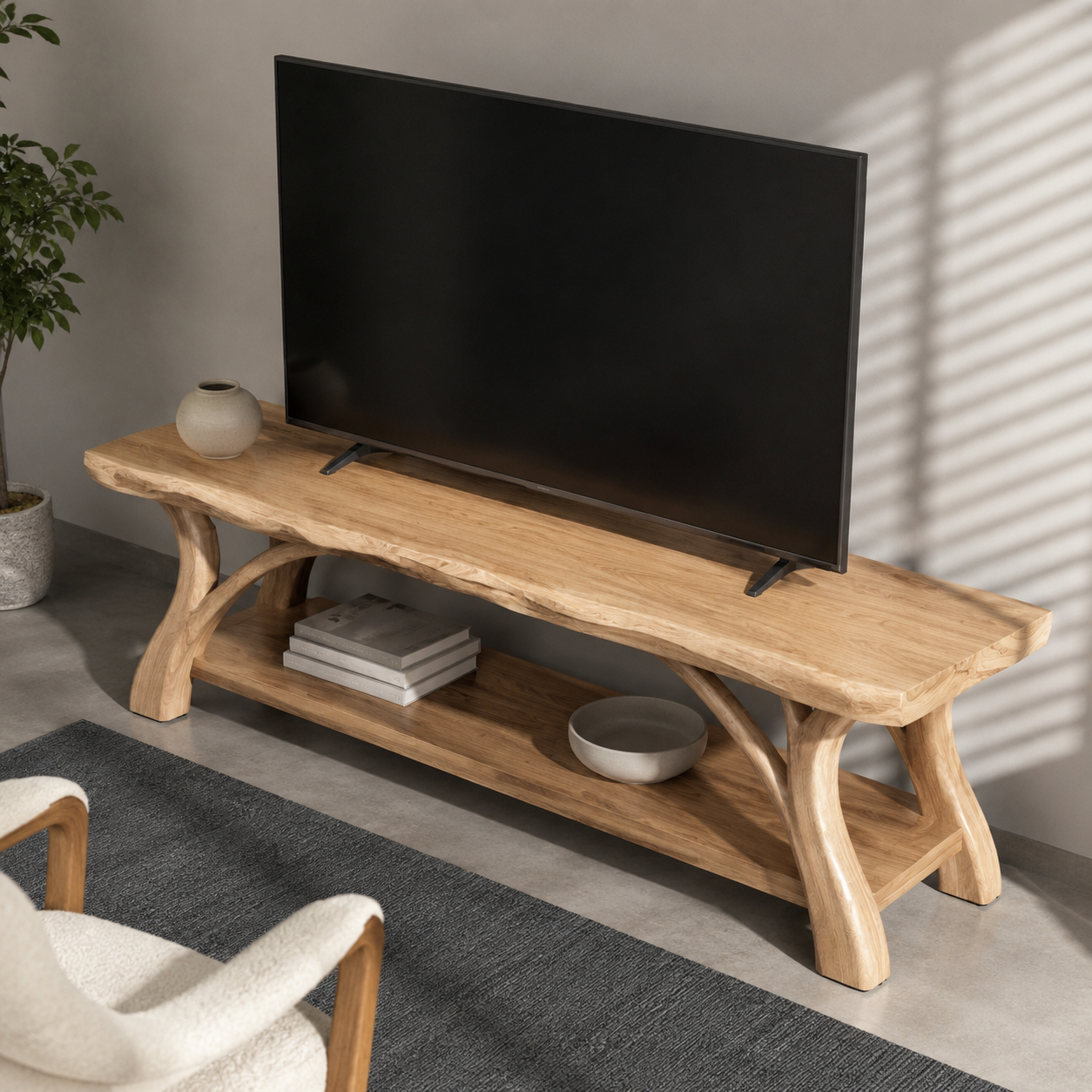 Edgevale Live Edge Solid Wood TV Stand For Living Room
