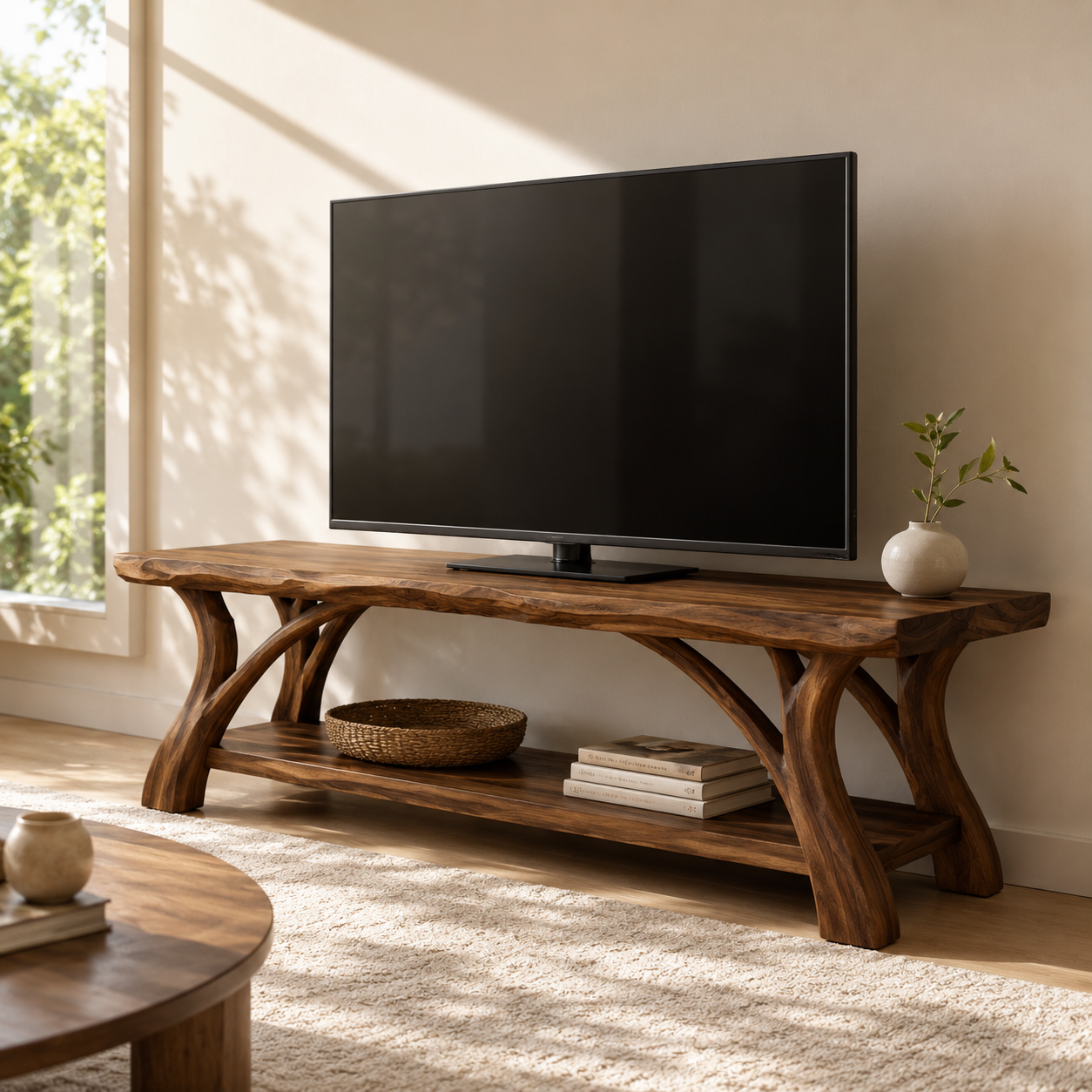 Edgevale Live Edge Solid Wood TV Stand For Living Room