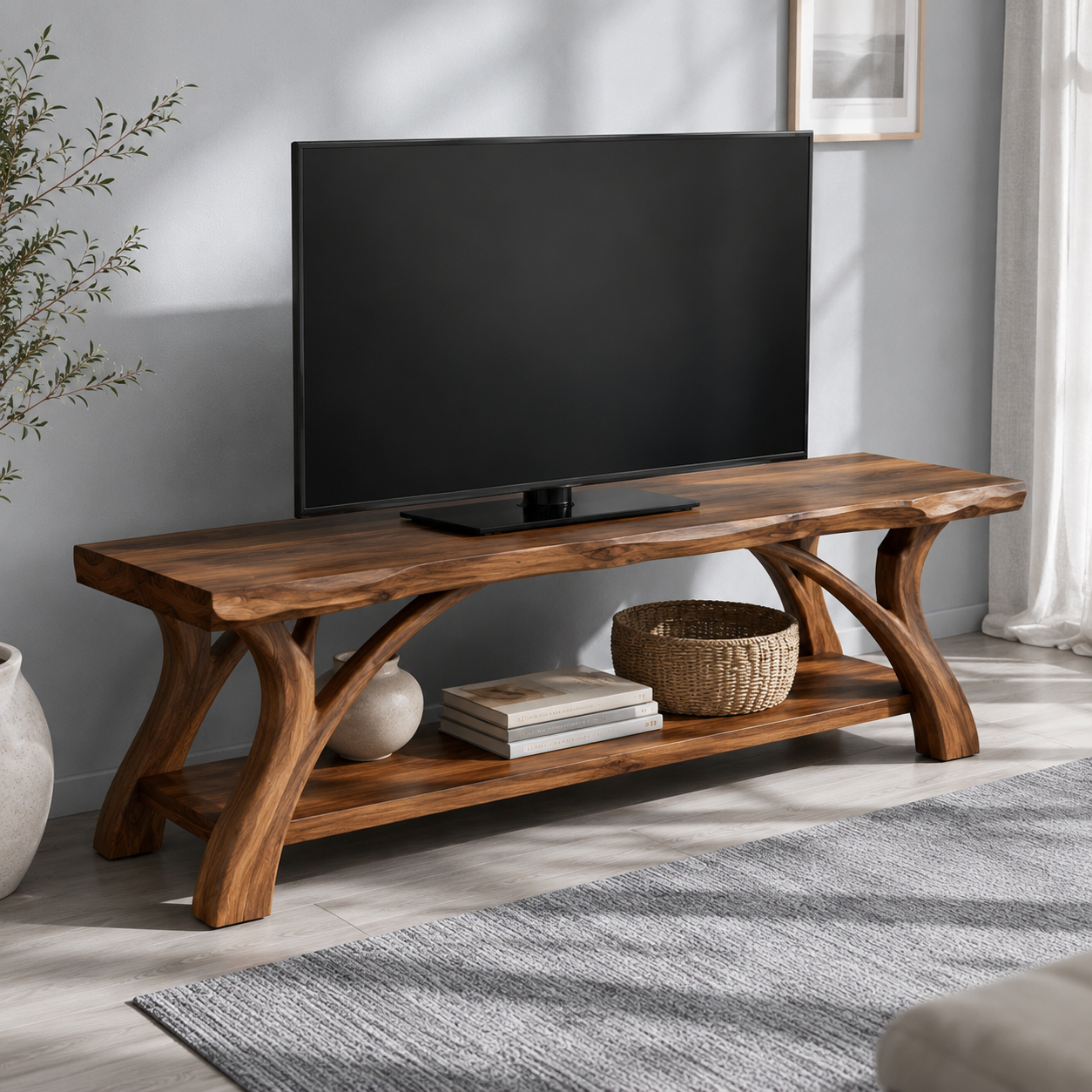 Edgevale Live Edge Solid Wood TV Stand For Living Room
