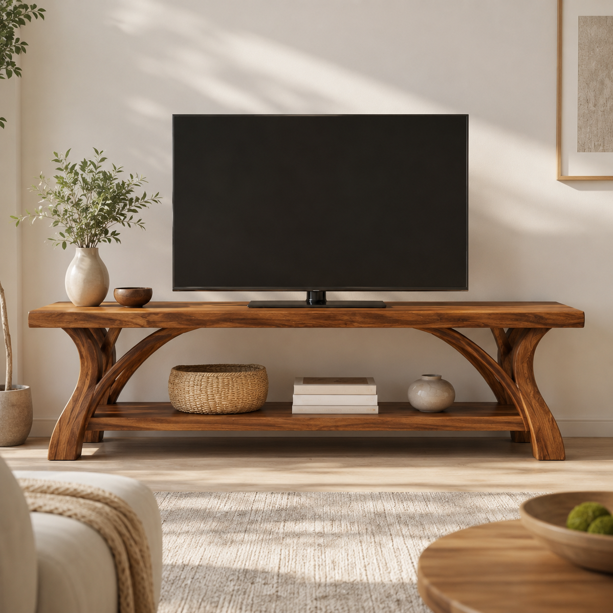 Edgevale Live Edge Solid Wood TV Stand For Living Room