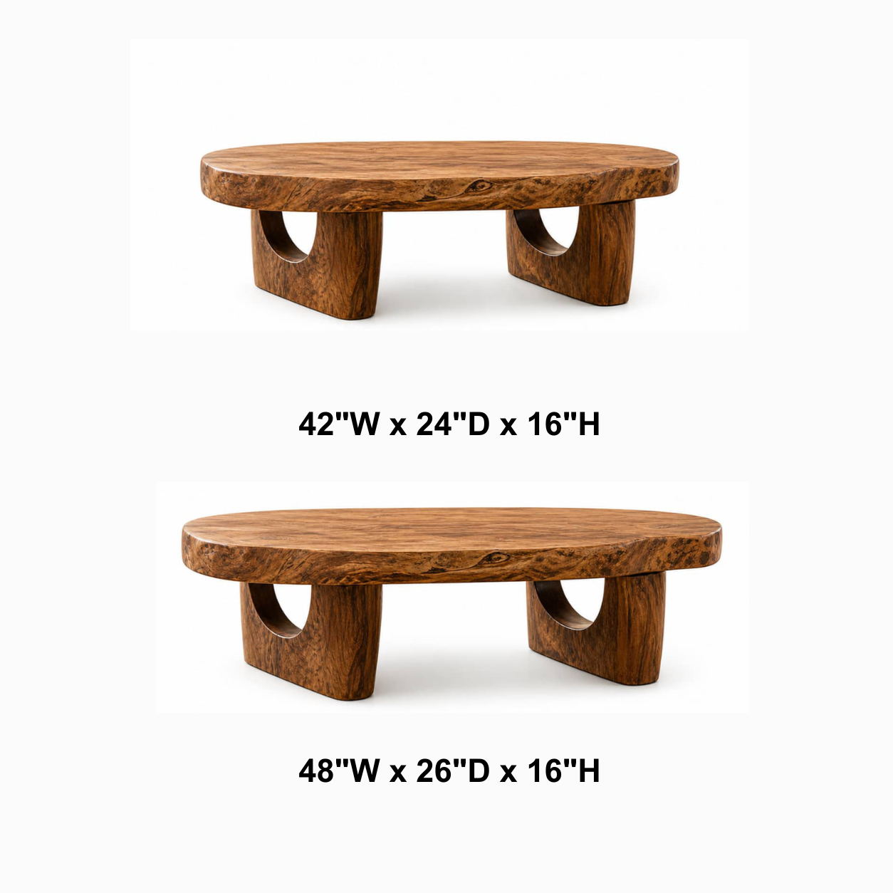 Lukas Crescent-Base Solid Wood Coffee Table For Living Room