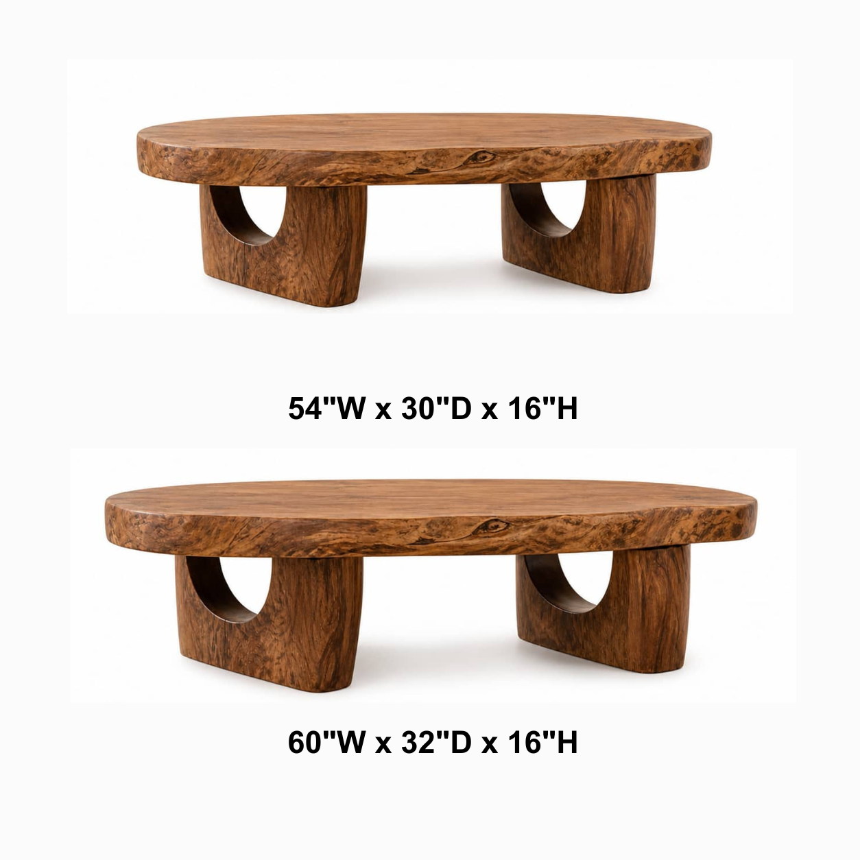 Lukas Crescent-Base Solid Wood Coffee Table For Living Room