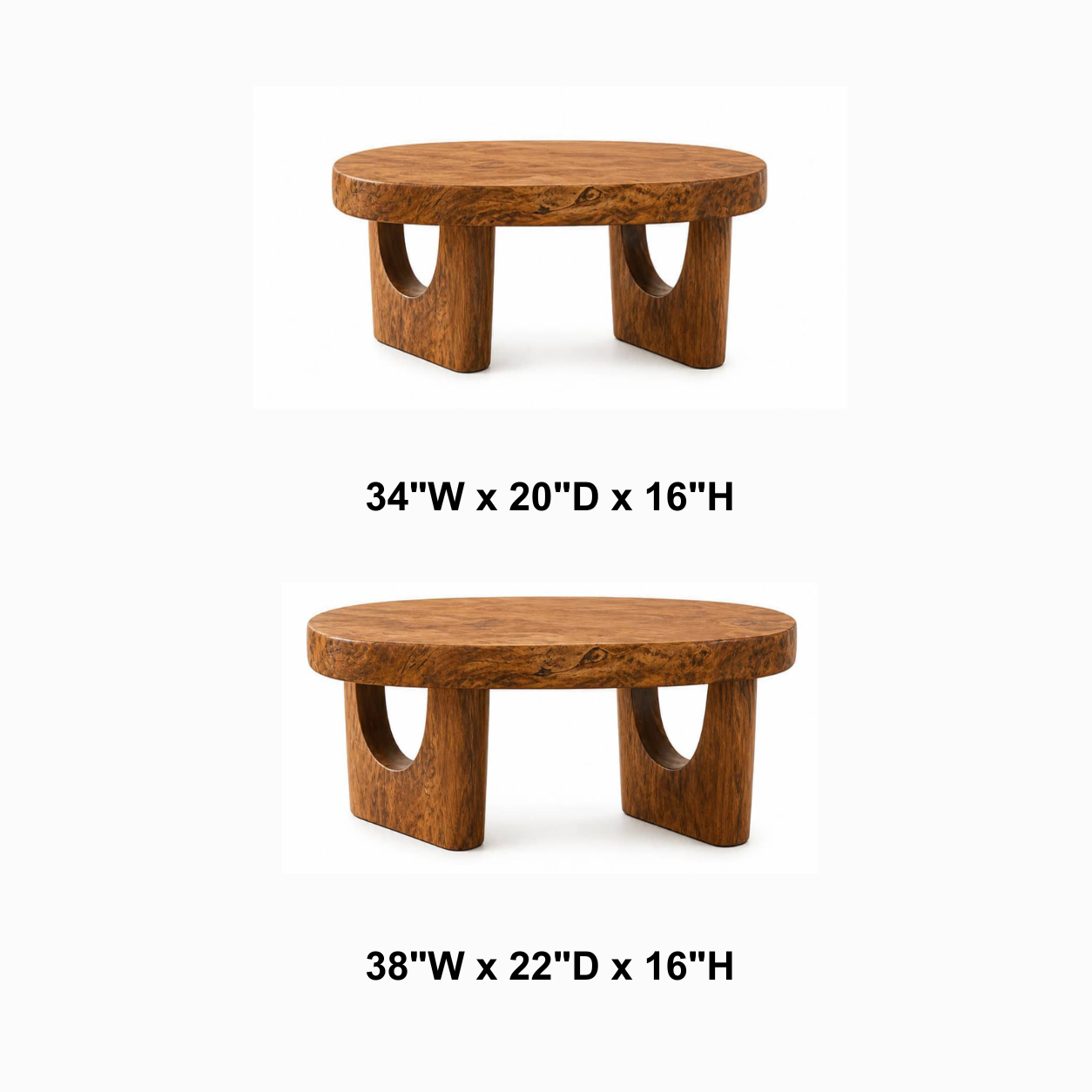 Lukas Crescent-Base Solid Wood Coffee Table For Living Room