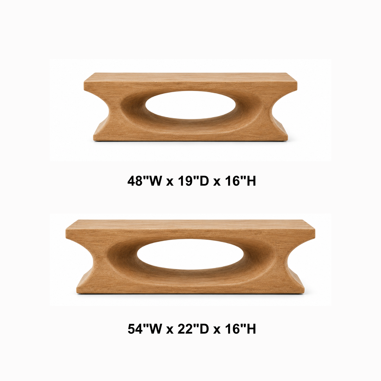 Lumi Oval Cutout Solid Wood Coffee Table For Living Room