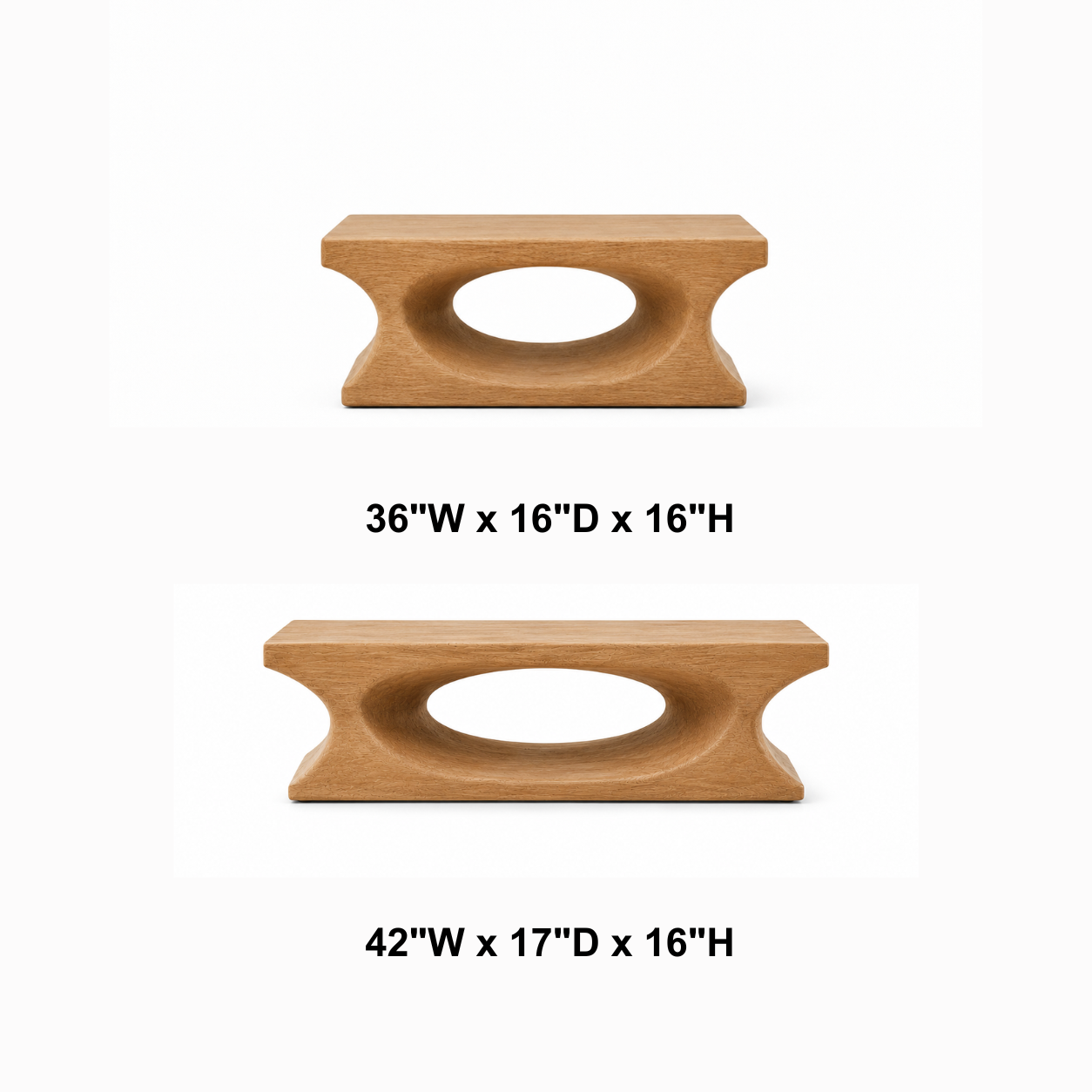 Lumi Oval Cutout Solid Wood Coffee Table For Living Room
