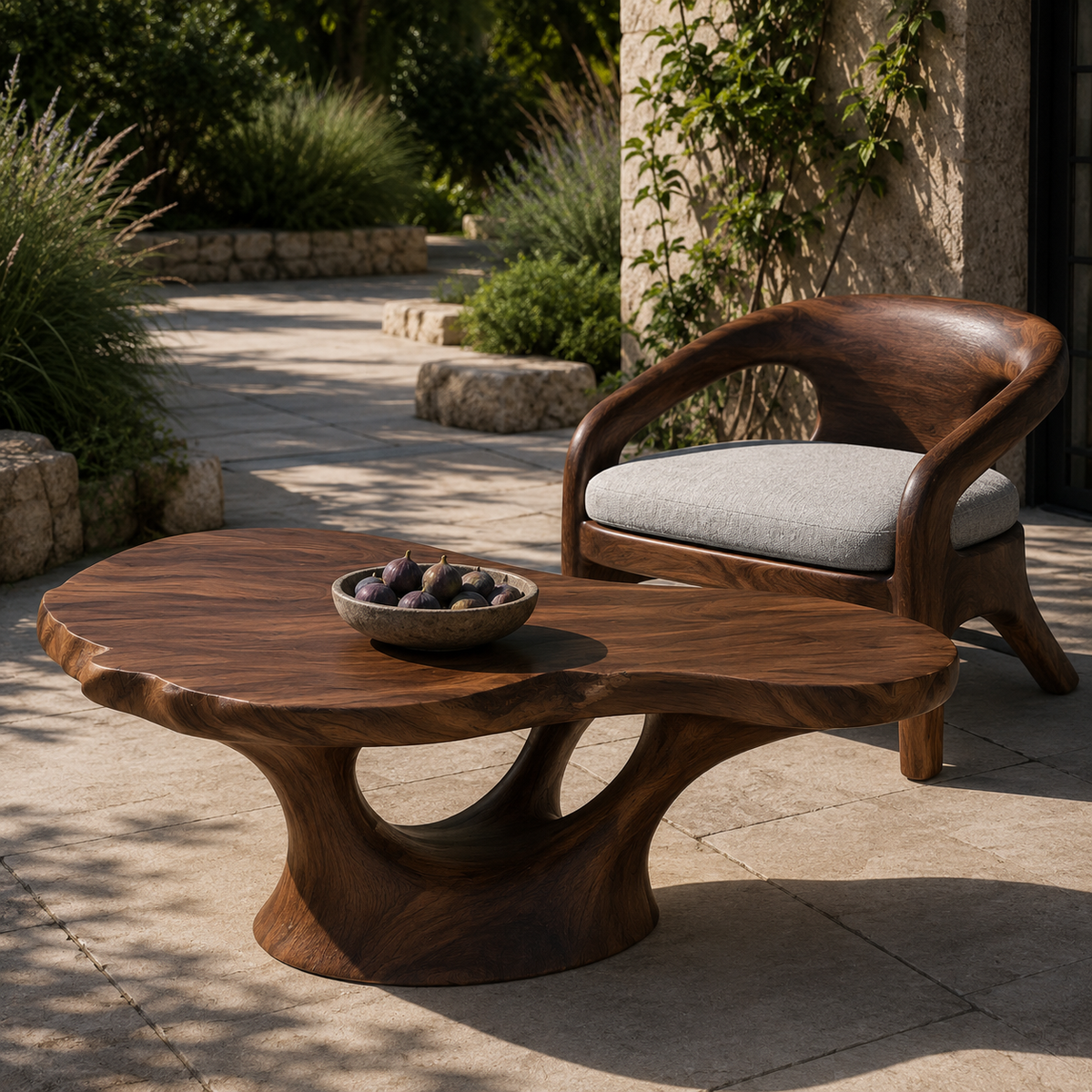 Lyra Kidney Solid Wood Coffee Table For Living Room
