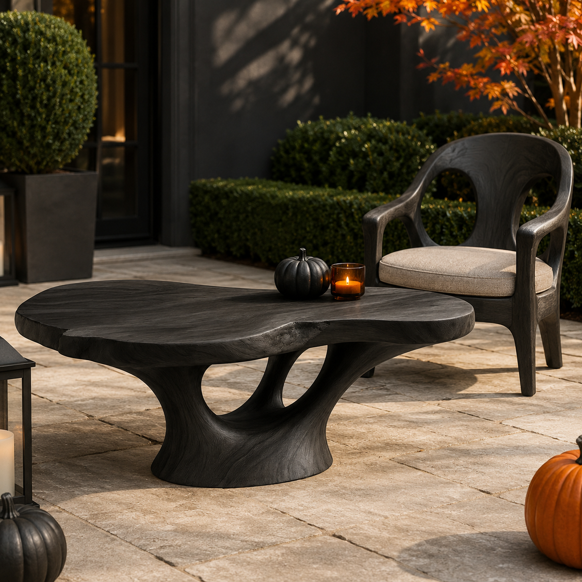 Lyra Kidney Solid Wood Coffee Table For Living Room
