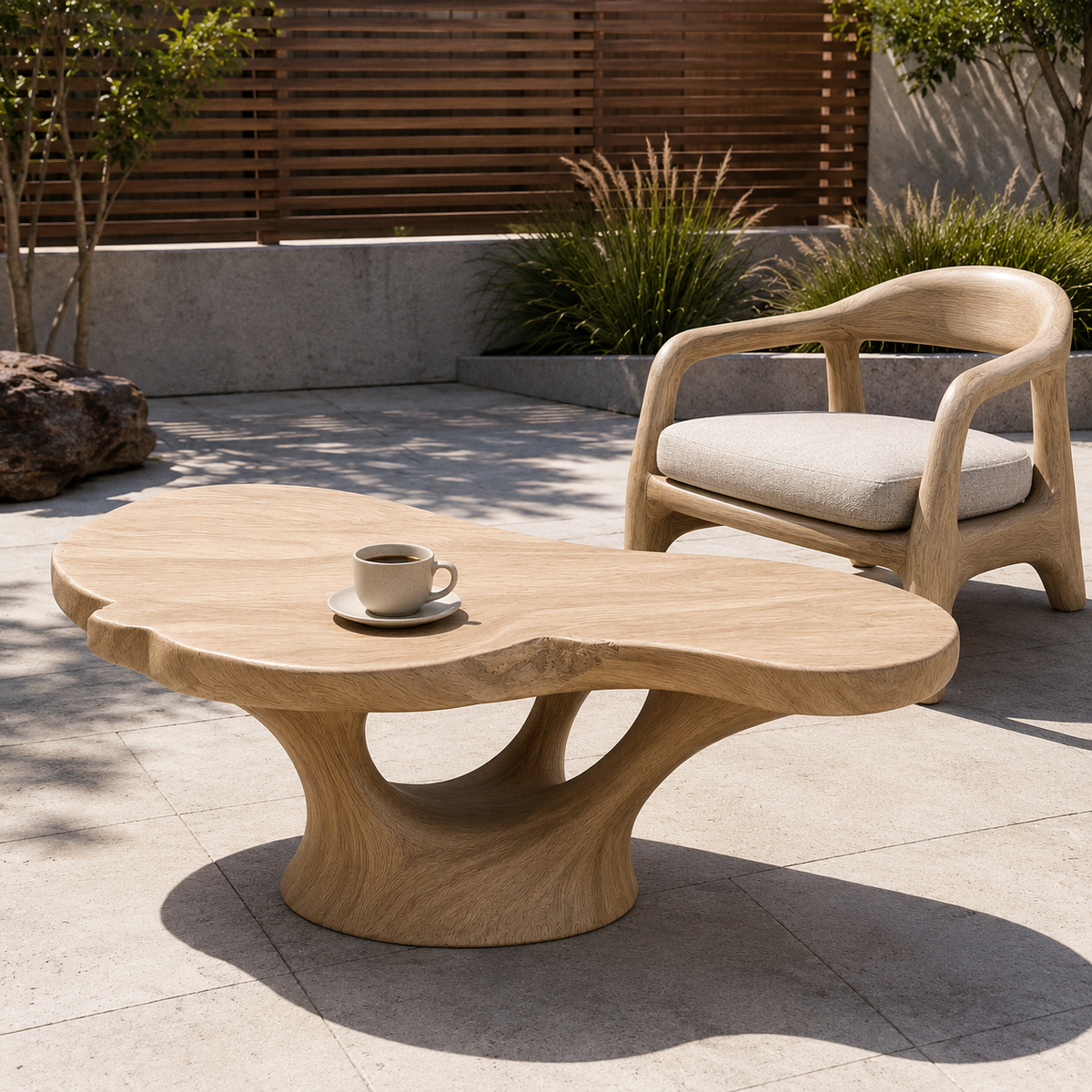 Lyra Kidney Solid Wood Coffee Table For Living Room