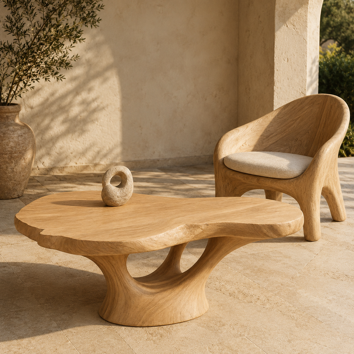 Lyra Kidney Solid Wood Coffee Table For Living Room