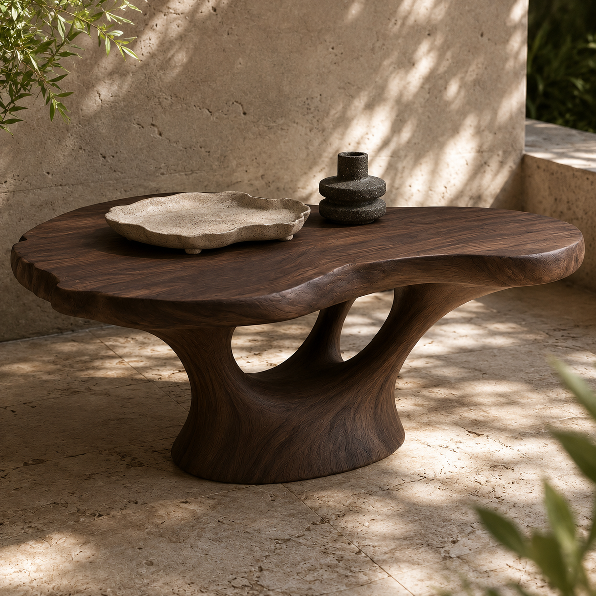 Lyra Kidney Solid Wood Coffee Table For Living Room