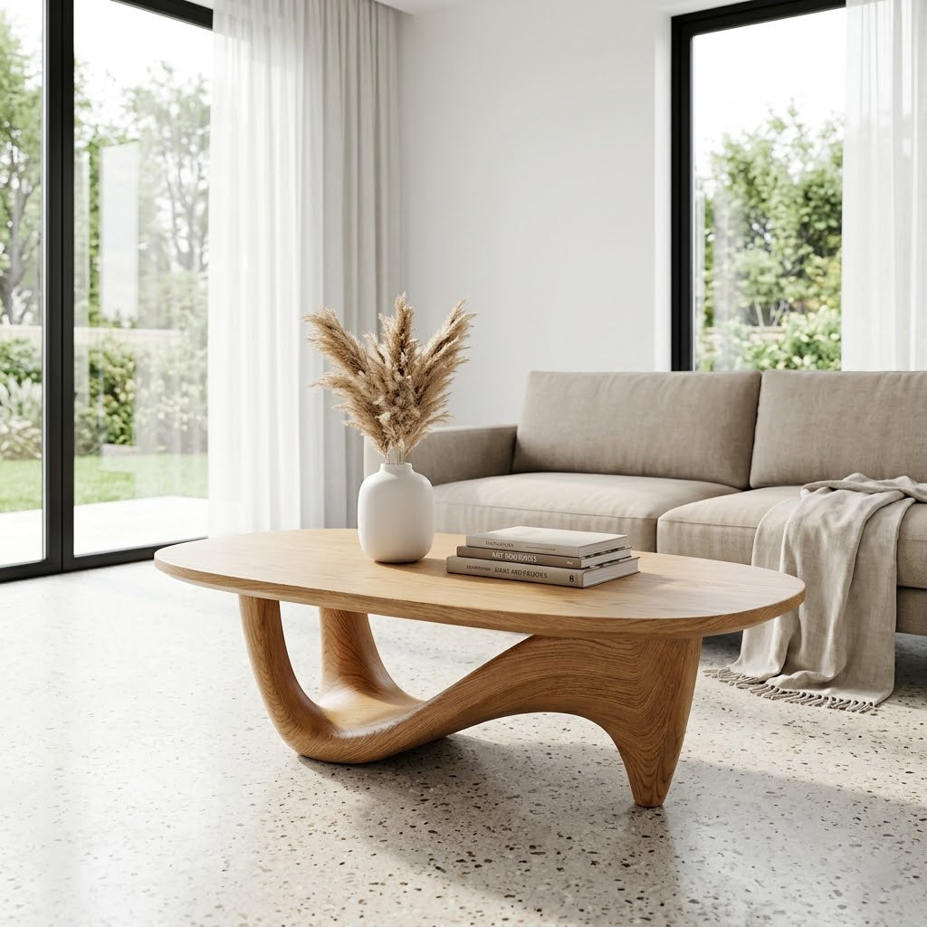 Lyra Ribbon Loop Solid Wood Coffee Table
