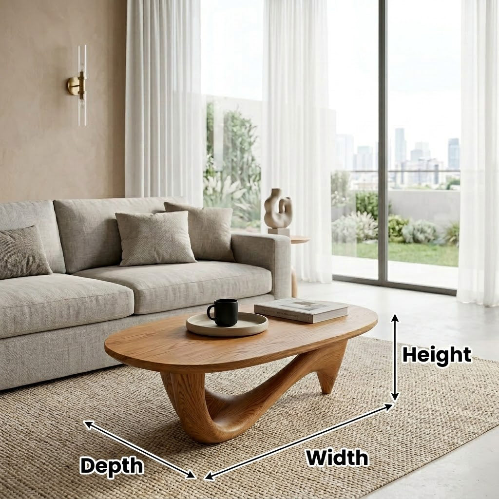 Lyra Ribbon Loop Solid Wood Coffee Table For Living Room