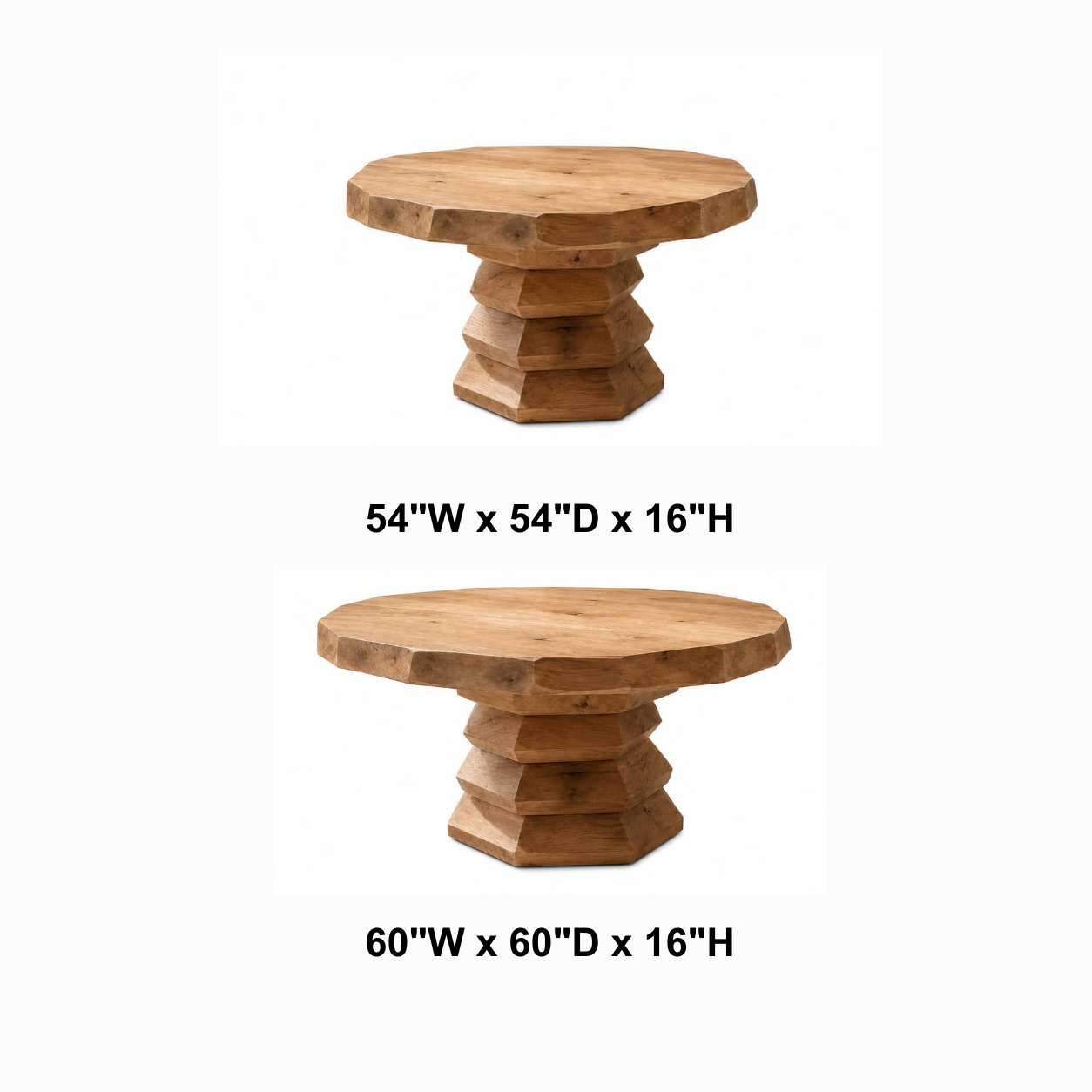 Marek Faceted-Pedestal Solid Wood Coffee Table For Living Room