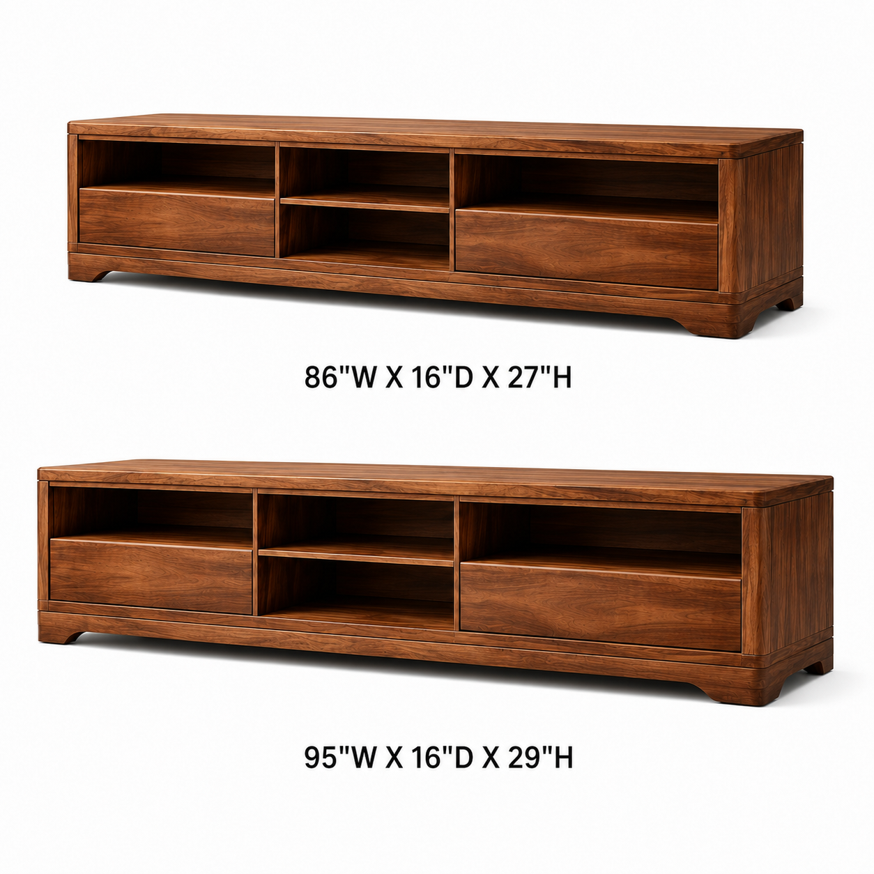Haldor Solid Wood Media Console With Drawers For Living Room