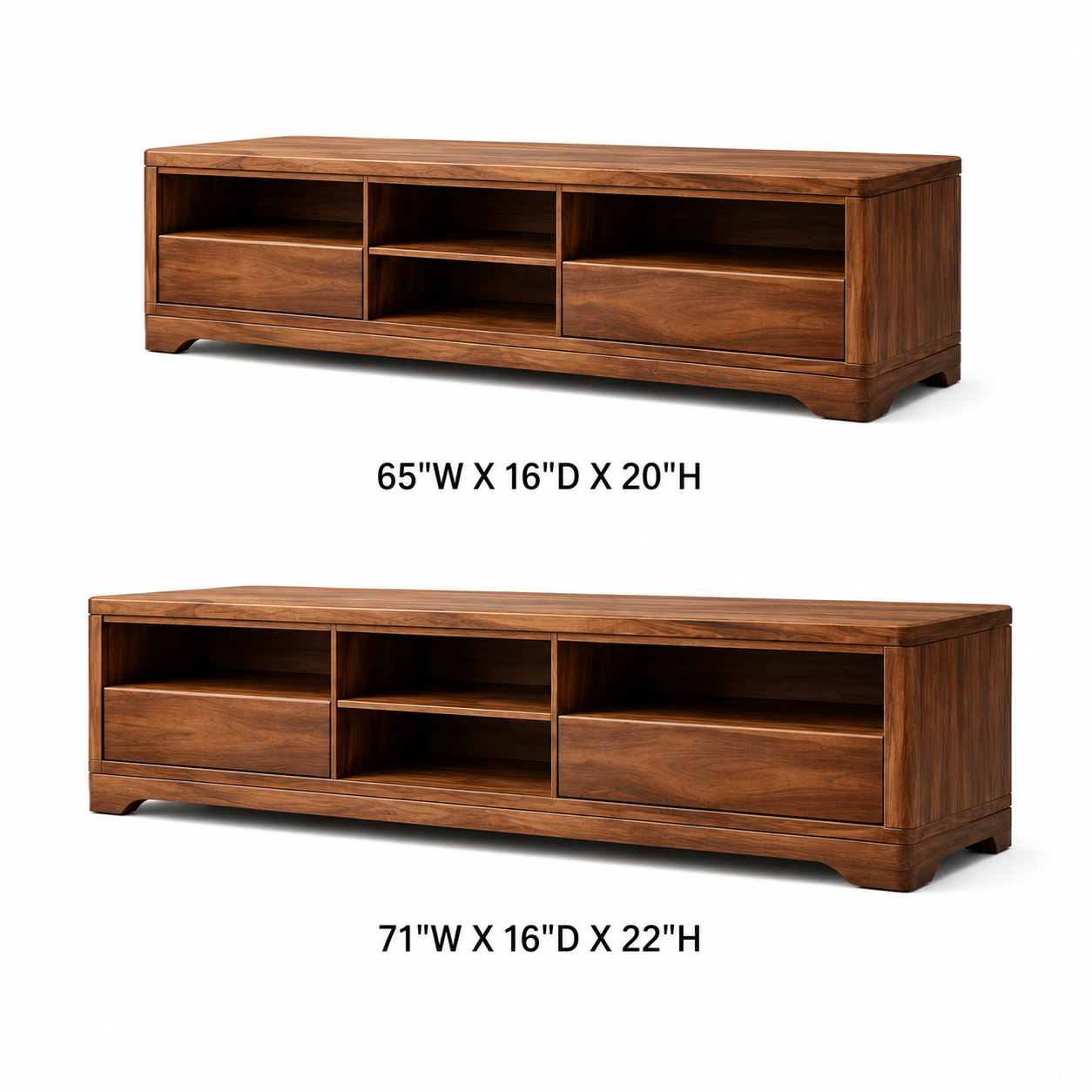 Haldor Solid Wood Media Console With Drawers For Living Room