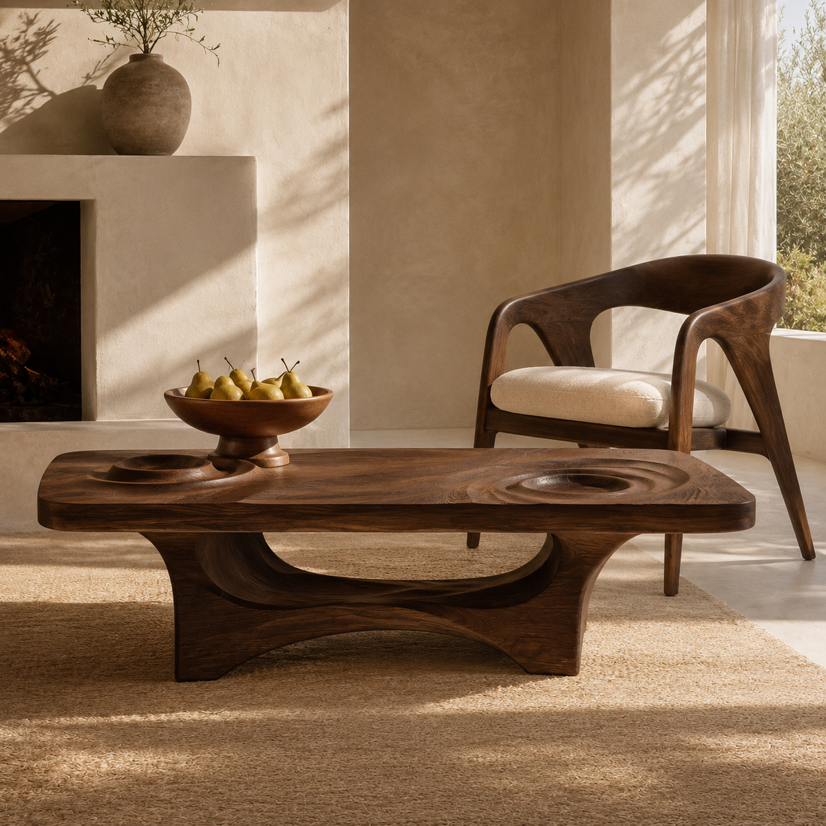 Mizu Ripple Solid Wood Coffee Table For Living Room