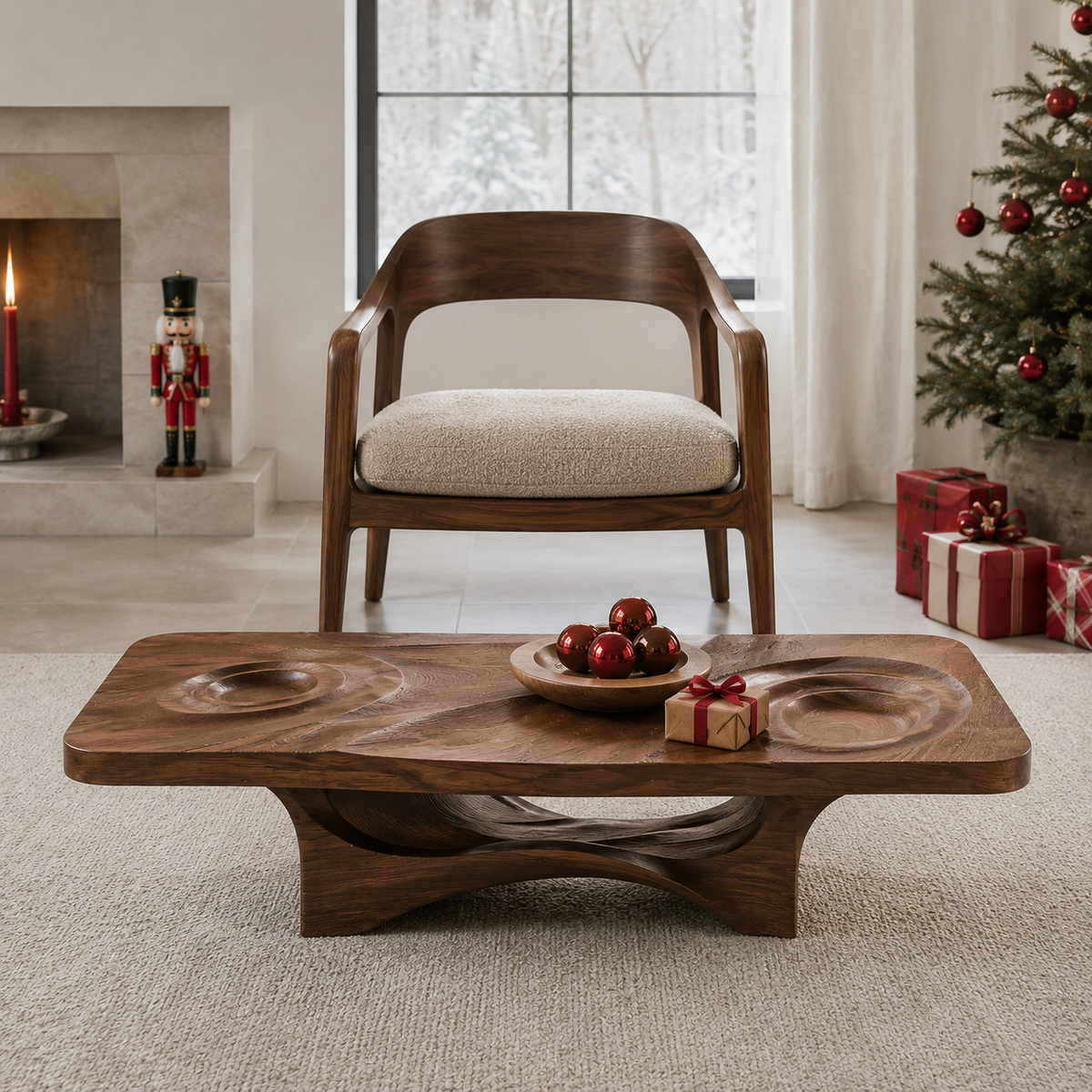 Mizu Ripple Solid Wood Coffee Table For Living Room