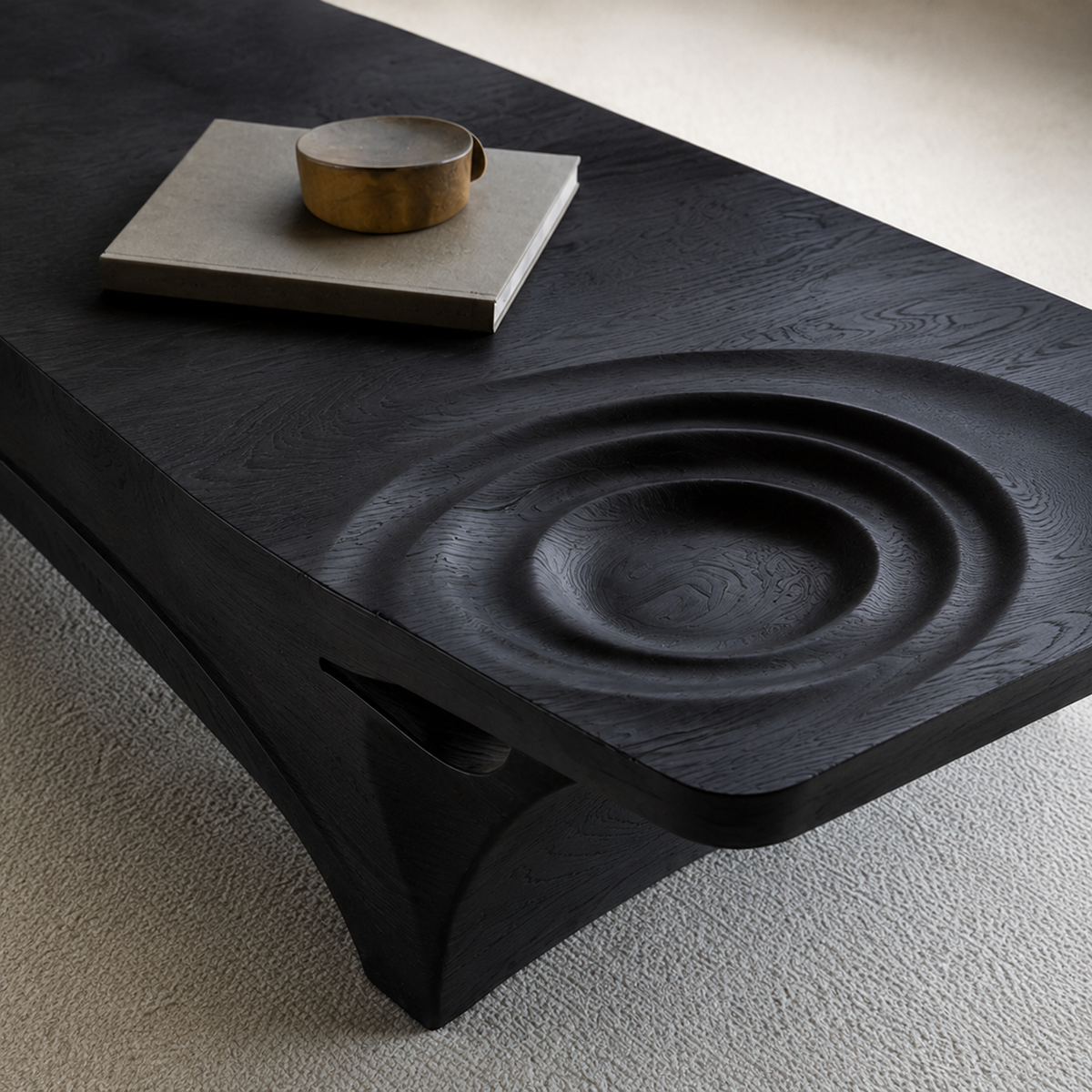 Mizu Ripple Solid Wood Coffee Table For Living Room