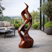 Modern Abstract Wood Sculpture, Tall Organic Twist Statement Art