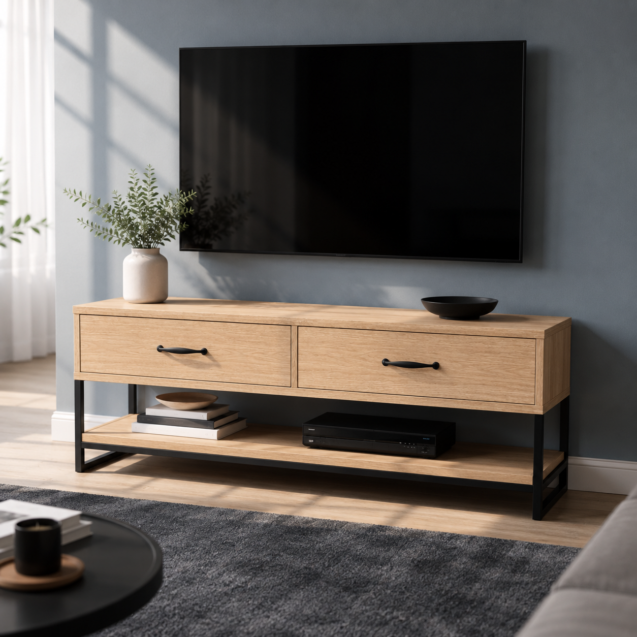 Sheldon Solid Wood TV Console With Drawers For Living Room
