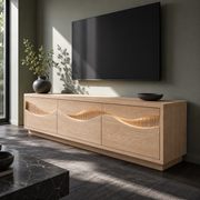 Navora Wave Pattern Solid Wood TV Stand For Living Room