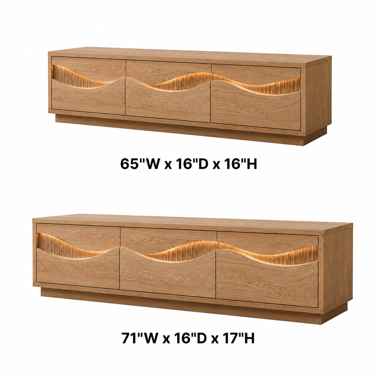 Navora Wave Pattern Solid Wood TV Stand For Living Room