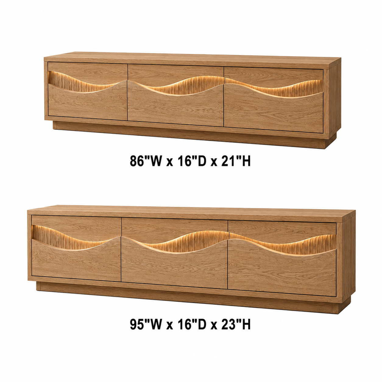 Navora Wave Pattern Solid Wood TV Stand For Living Room
