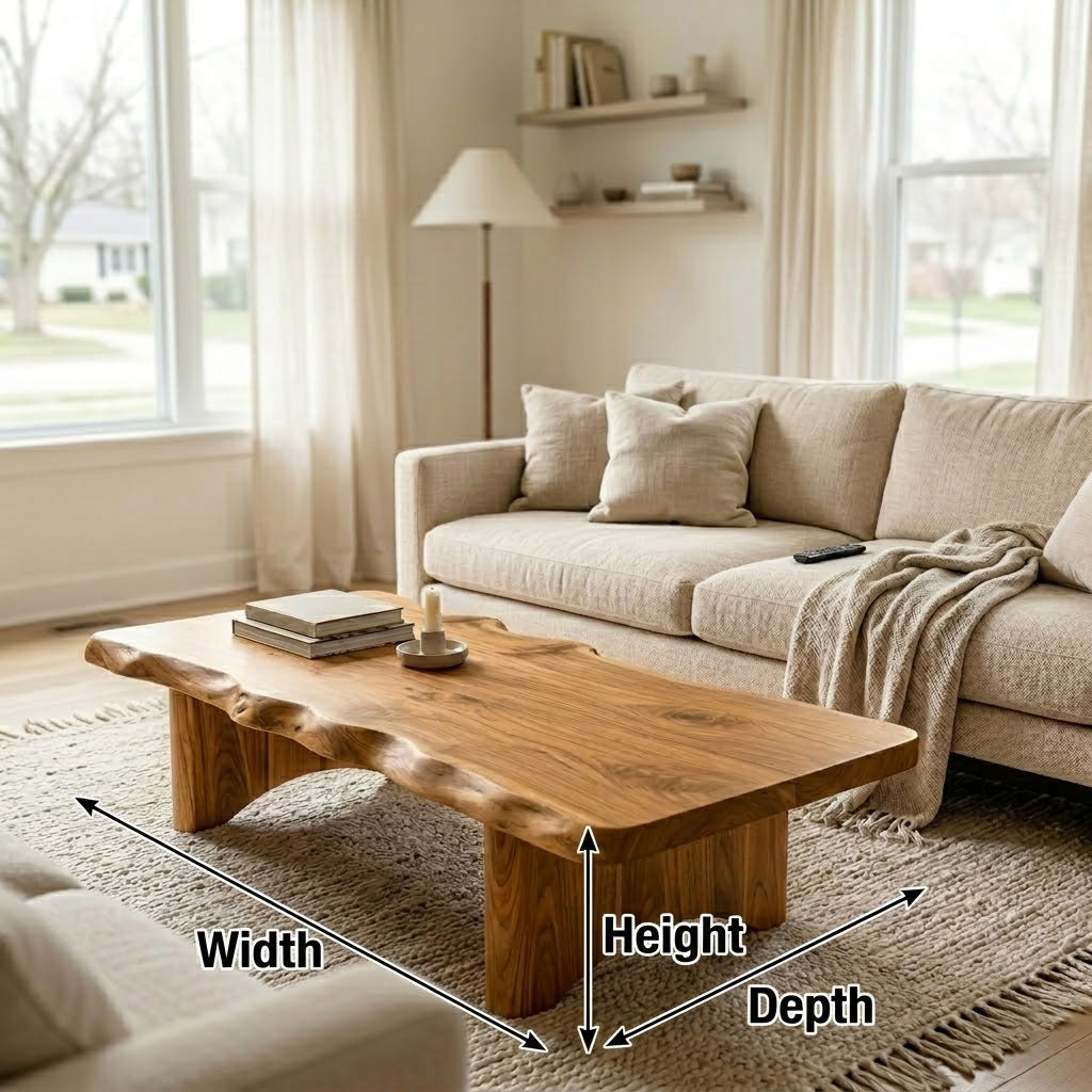 Ondule Slab Live Edge Solid Wood Coffee Table For Living Room