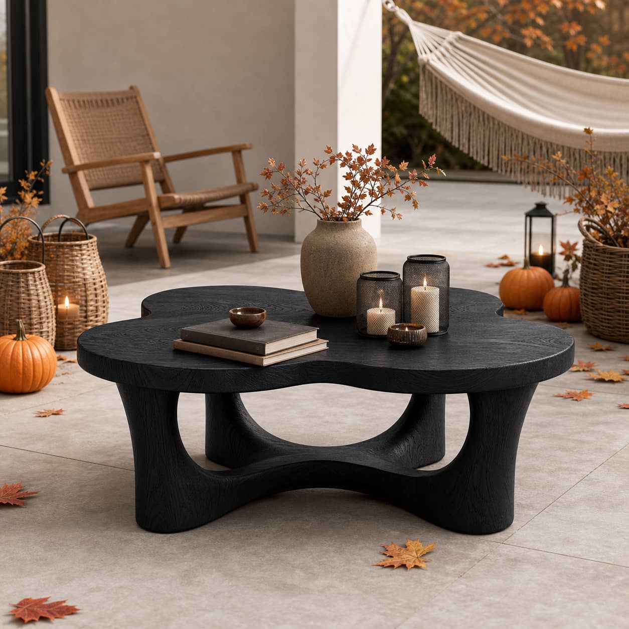 Oran Sculptural-Arch Base Solid Wood Coffee Table For Living Room