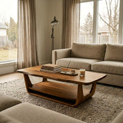 Organic Tiered Open Frame Solid Wood Coffee Table