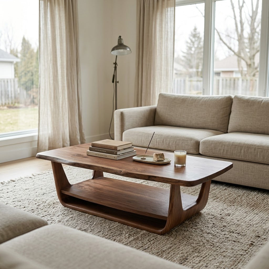 Organic Tiered Open Frame Solid Wood Coffee Table