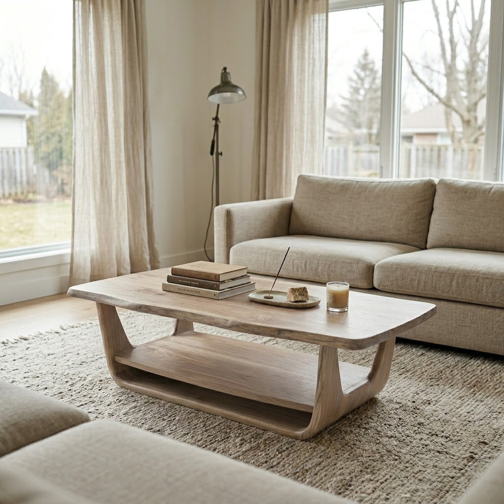 Organic Tiered Open Frame Solid Wood Coffee Table