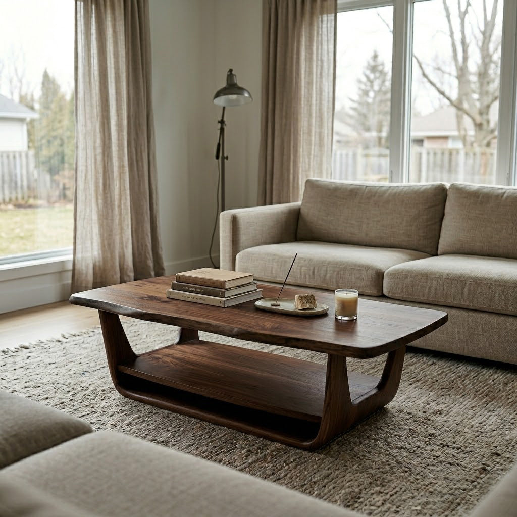 Organic Tiered Open Frame Solid Wood Coffee Table