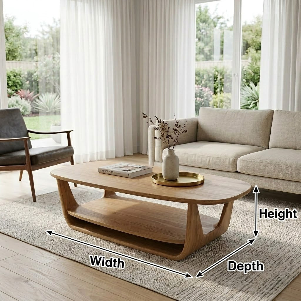 Organic Tiered Open Frame Solid Wood Coffee Table