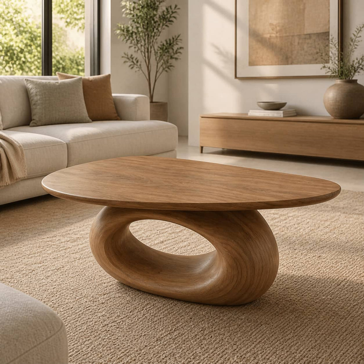Oswald Freeform Solid Wood Coffee Table For Living Room