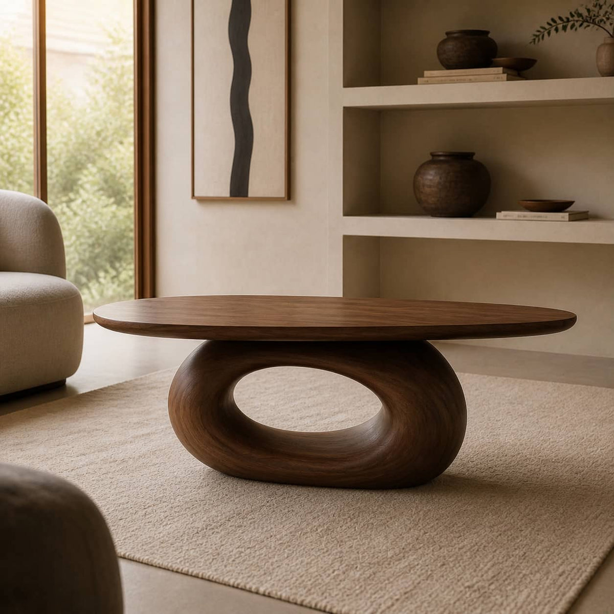Oswald Freeform Solid Wood Coffee Table For Living Room