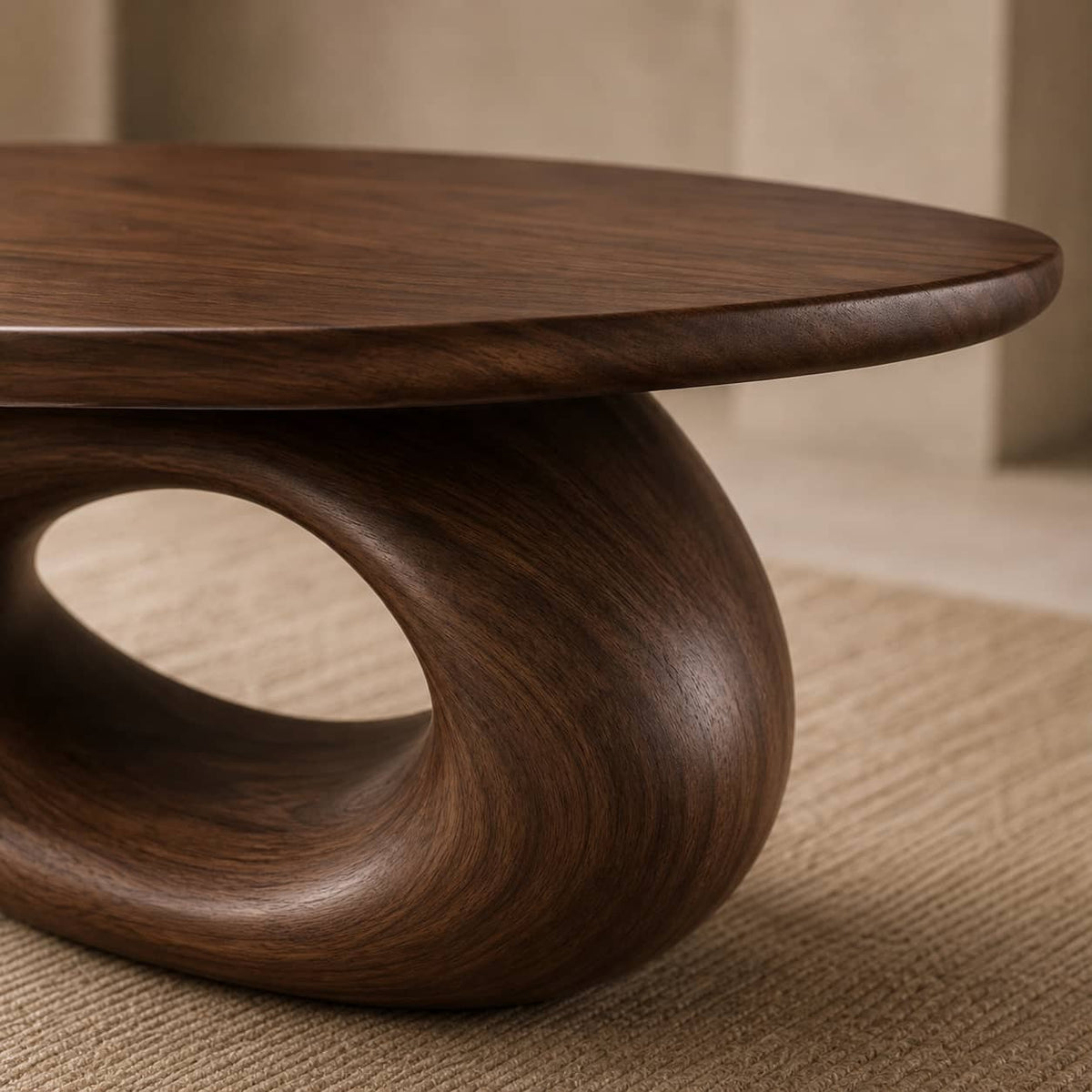 Oswald Freeform Solid Wood Coffee Table For Living Room