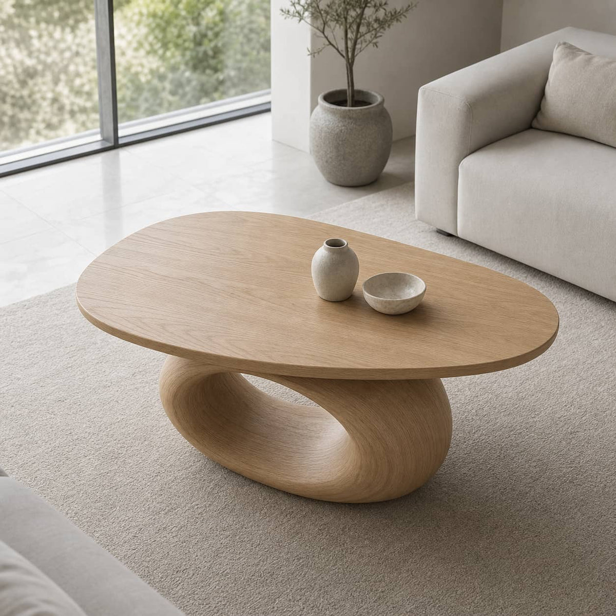 Oswald Freeform Solid Wood Coffee Table For Living Room