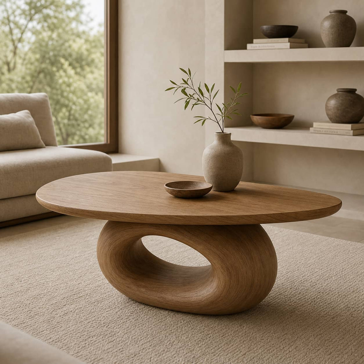 Oswald Freeform Solid Wood Coffee Table For Living Room