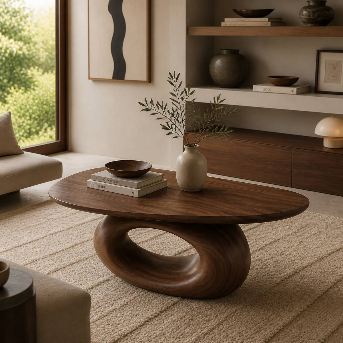 Oswald Freeform Solid Wood Coffee Table For Living Room