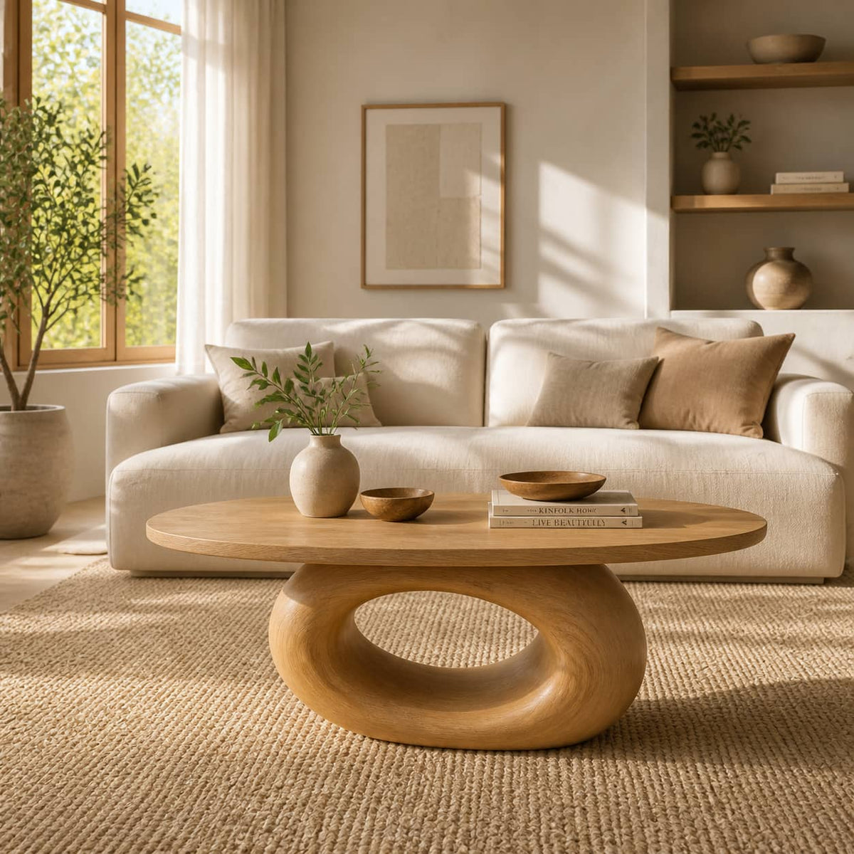 Oswald Freeform Solid Wood Coffee Table For Living Room